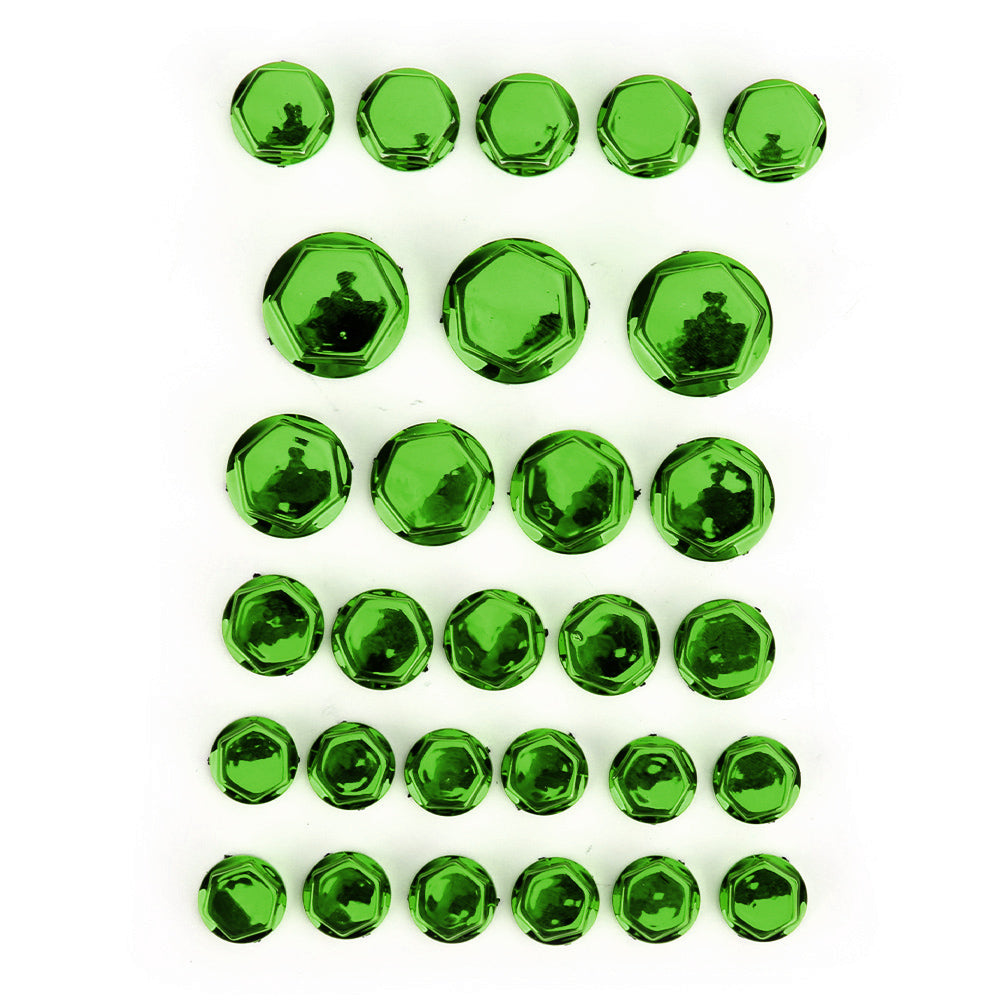 30pcs Motorcycle Green Plastic Hexagon Socket Screw Covers Bolt Nut Cap Cover