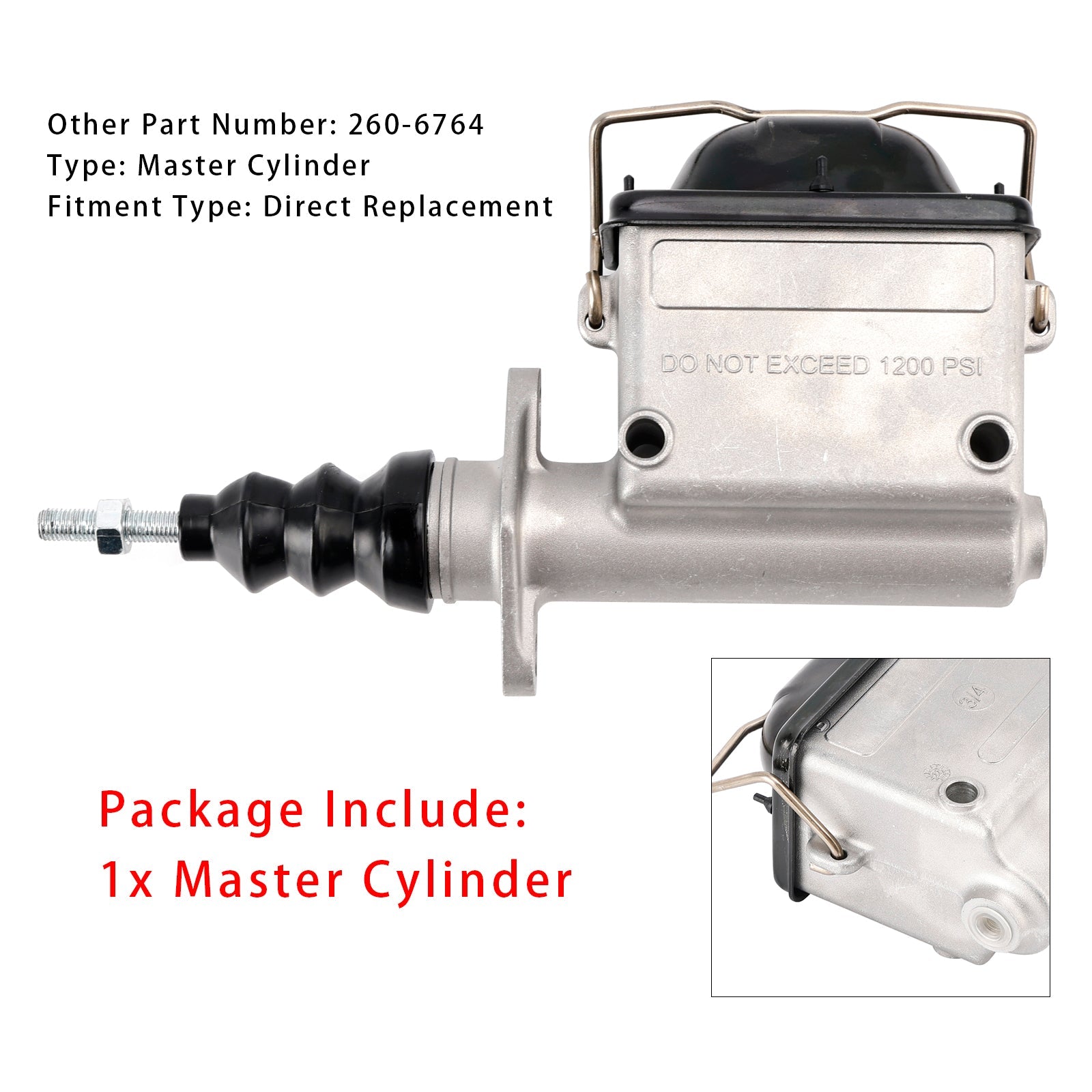 Aluminum Master Cylinder 3/4" Bore 260-6764