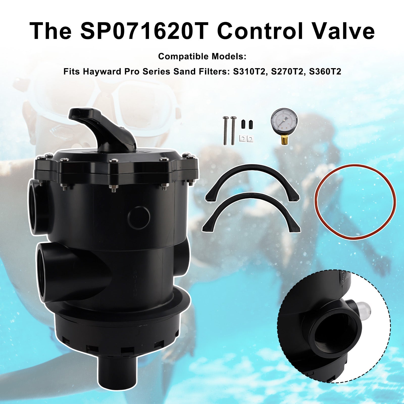 Supports Filter SP071620T VariFlo Top-Mount Multiport Valve for Hayward Pro Series S S270T2 2.0" FPT