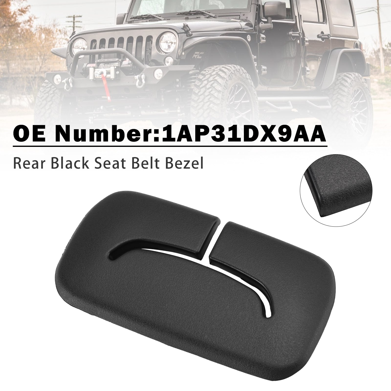Rear Black Seat Belt Bezel 1AP31DX9AA For Jeep Wrangler JK 2011-2018