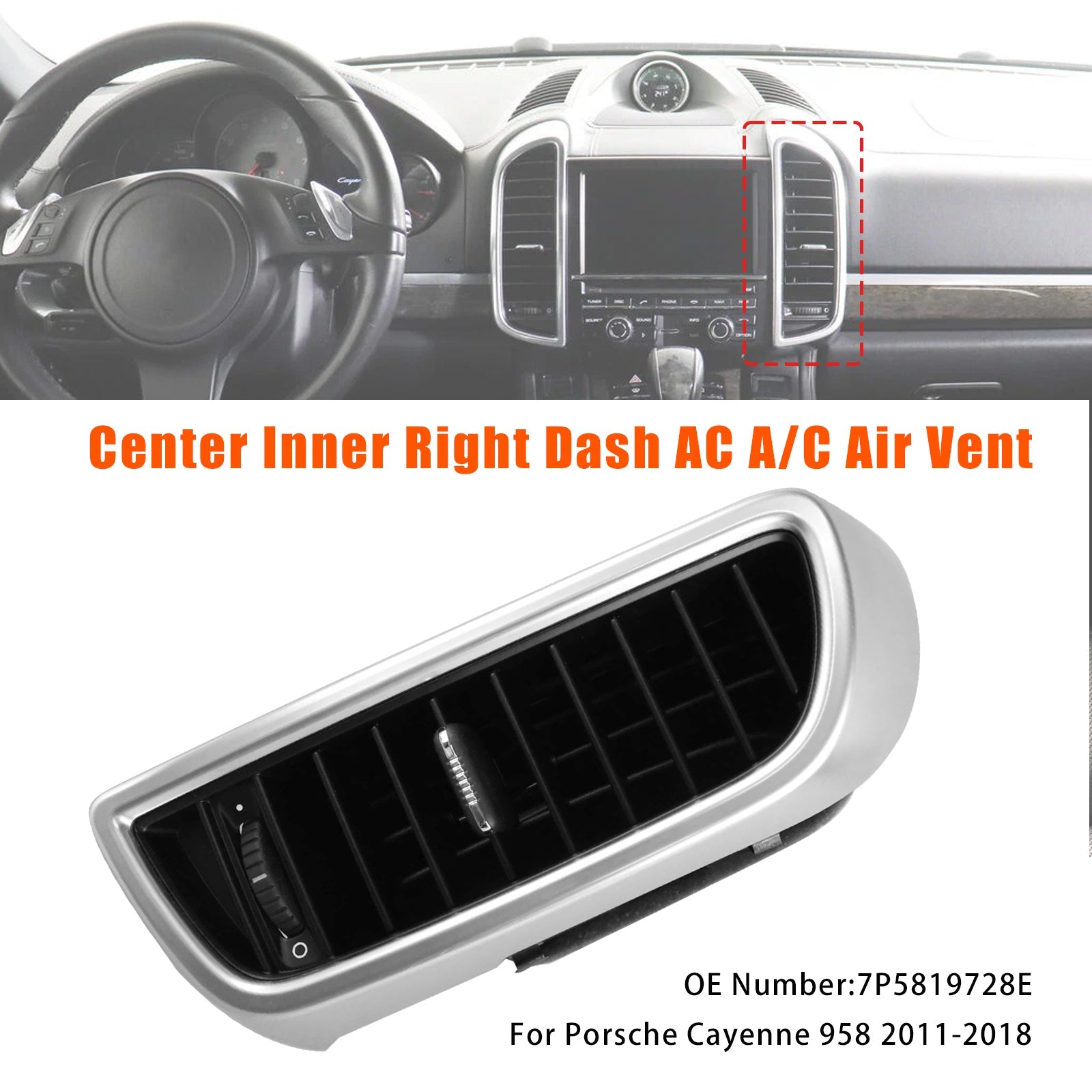 2011-2018 Porsche Cayenne 958 Center Right Dash A/C Air Vent 7P5819704D