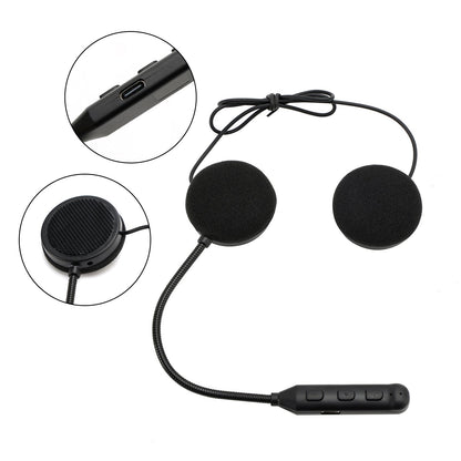 Universal Speaker Player Helmet Bluetooth Earphone Headset Black For Motorcycle