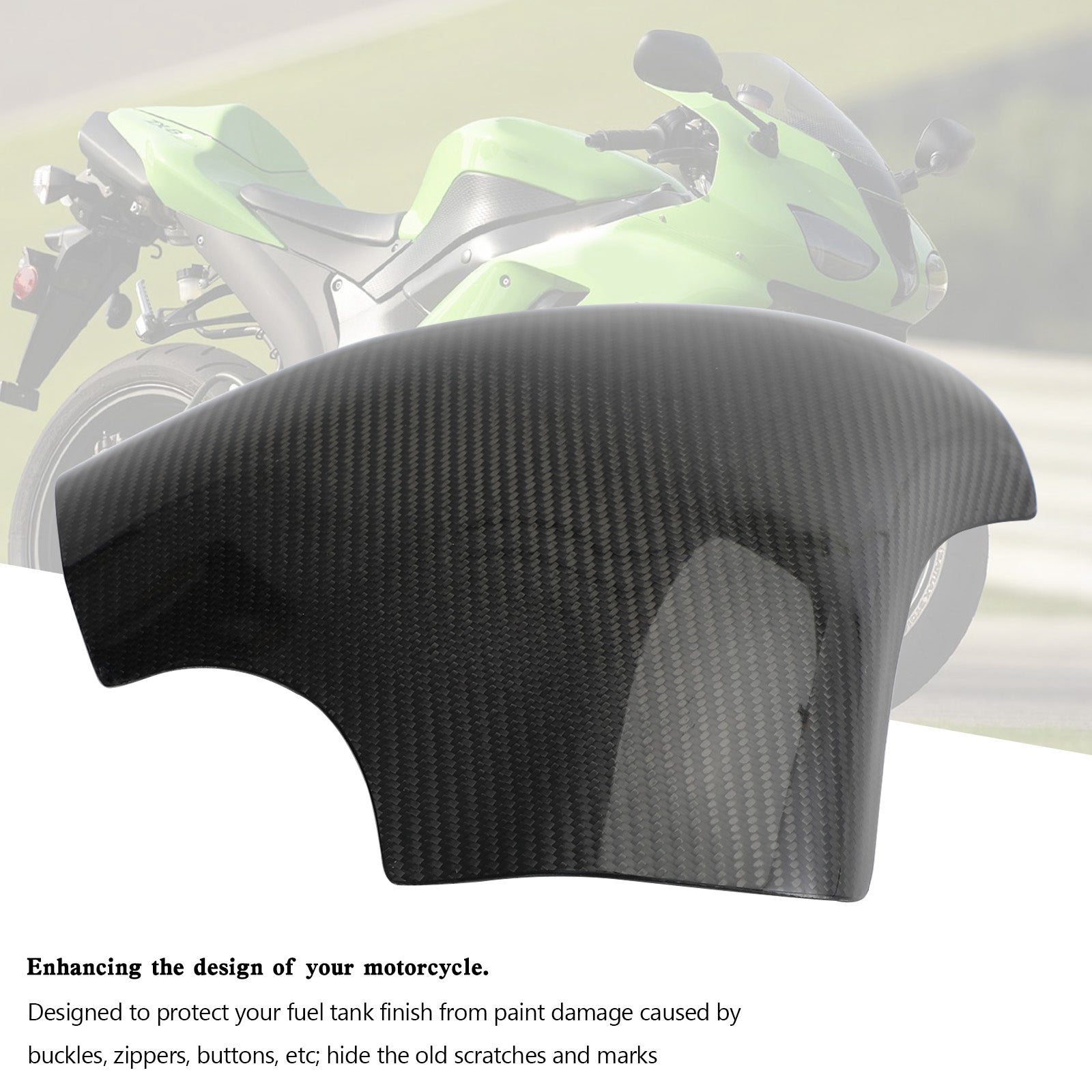 2007-2008 Kawasaki Ninja ZX-6R Carbon Gas Tank Cover Panel Fairing Protector