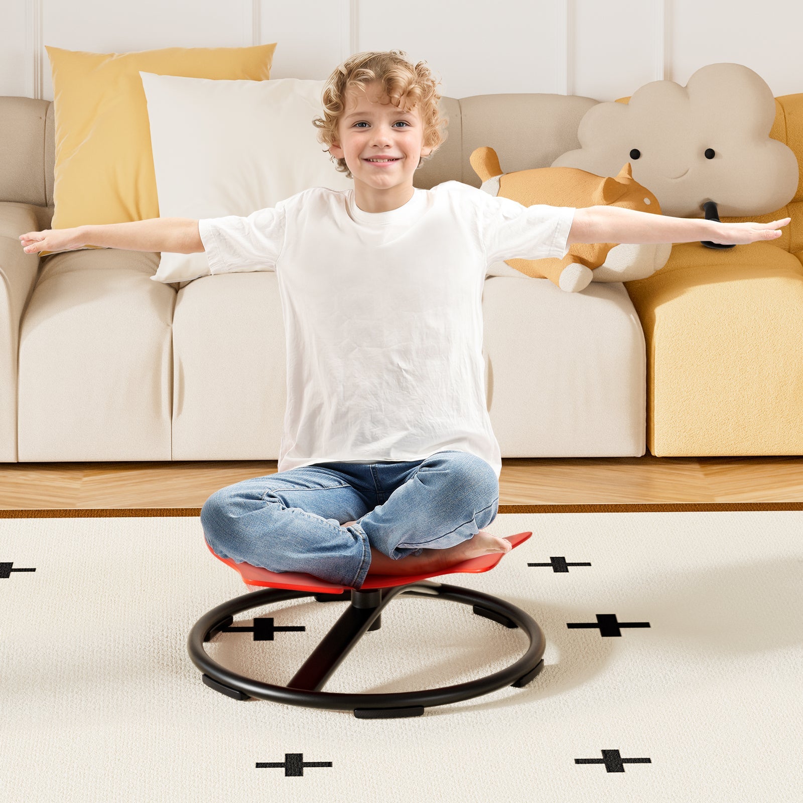 Sit + Spin 360°Sensory Spinning Seat Swivel Toy Kids Fish Wobble Chair Stool