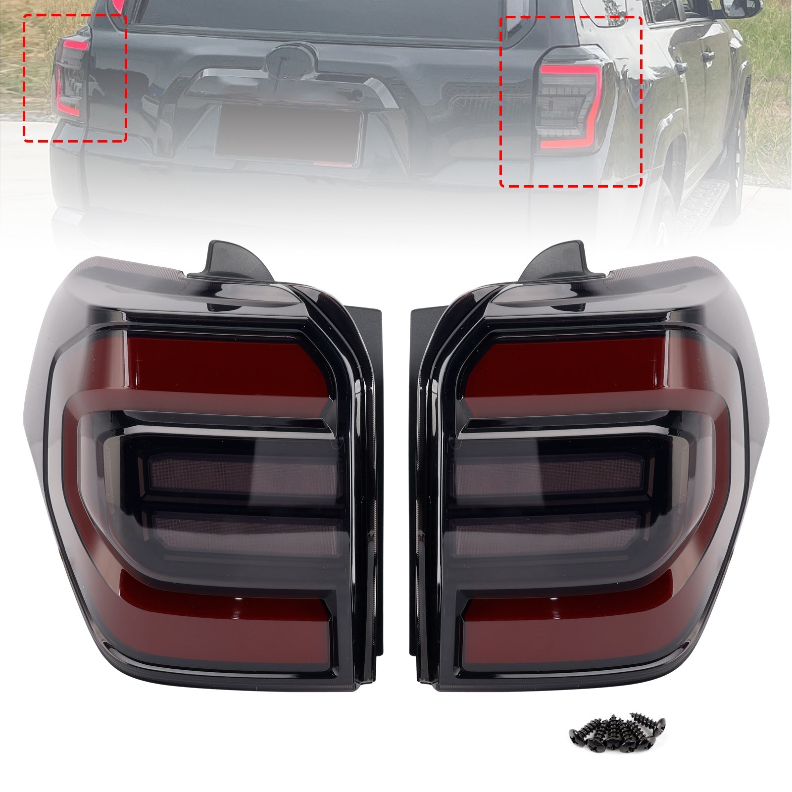 Black Animation Sequential Rear Lamp For Toyota 4Runner 2010-2024 2PCS LED Tail Lights 12W