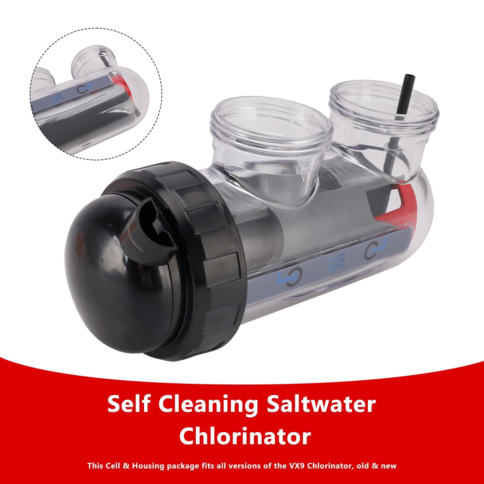 Saltwater Chlorinator Replacement Cell with Cell Housing For Astral/Hurlcon VX9/E35