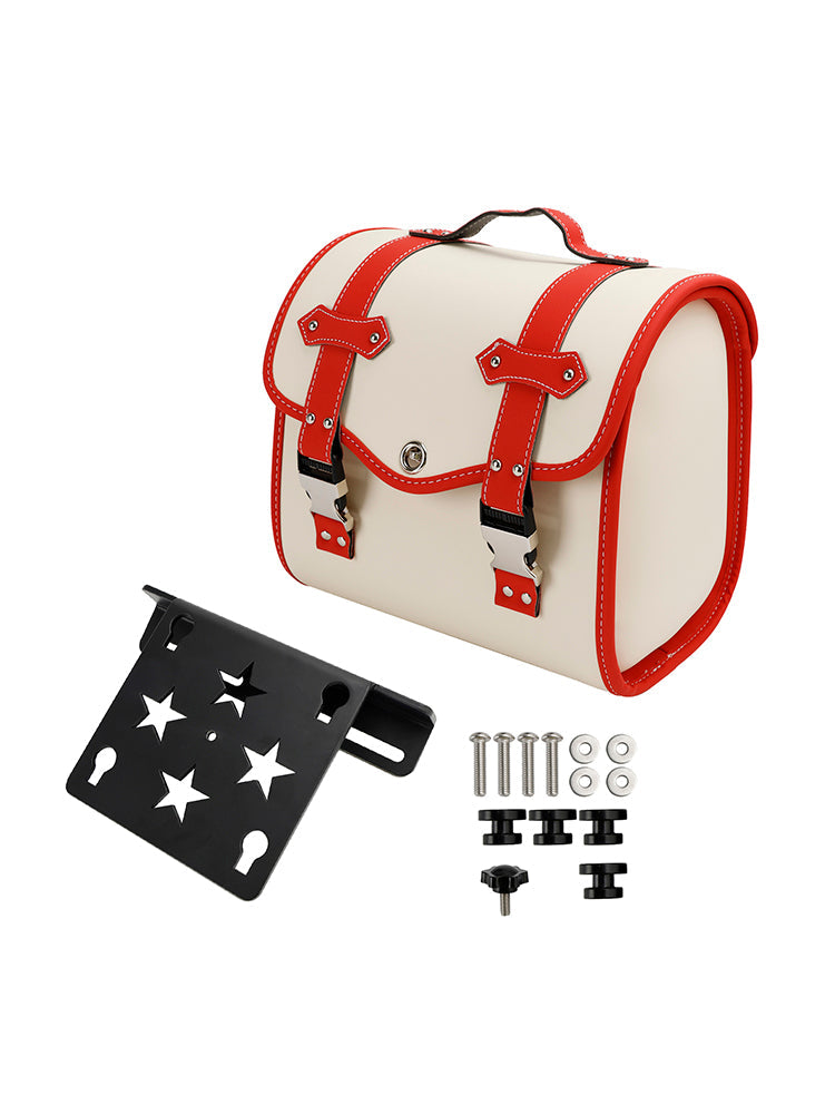 Set Of Quick Release Saddlebag W/ Bracket Luggage Storage White For Motorbike