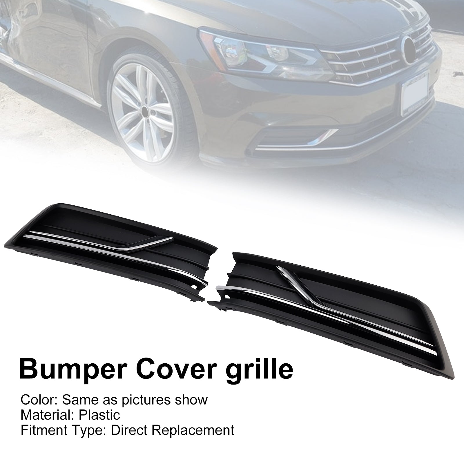 Front Left and Right Side Fog Light Cover Fit Volkswagen Passat B8 2016-2018