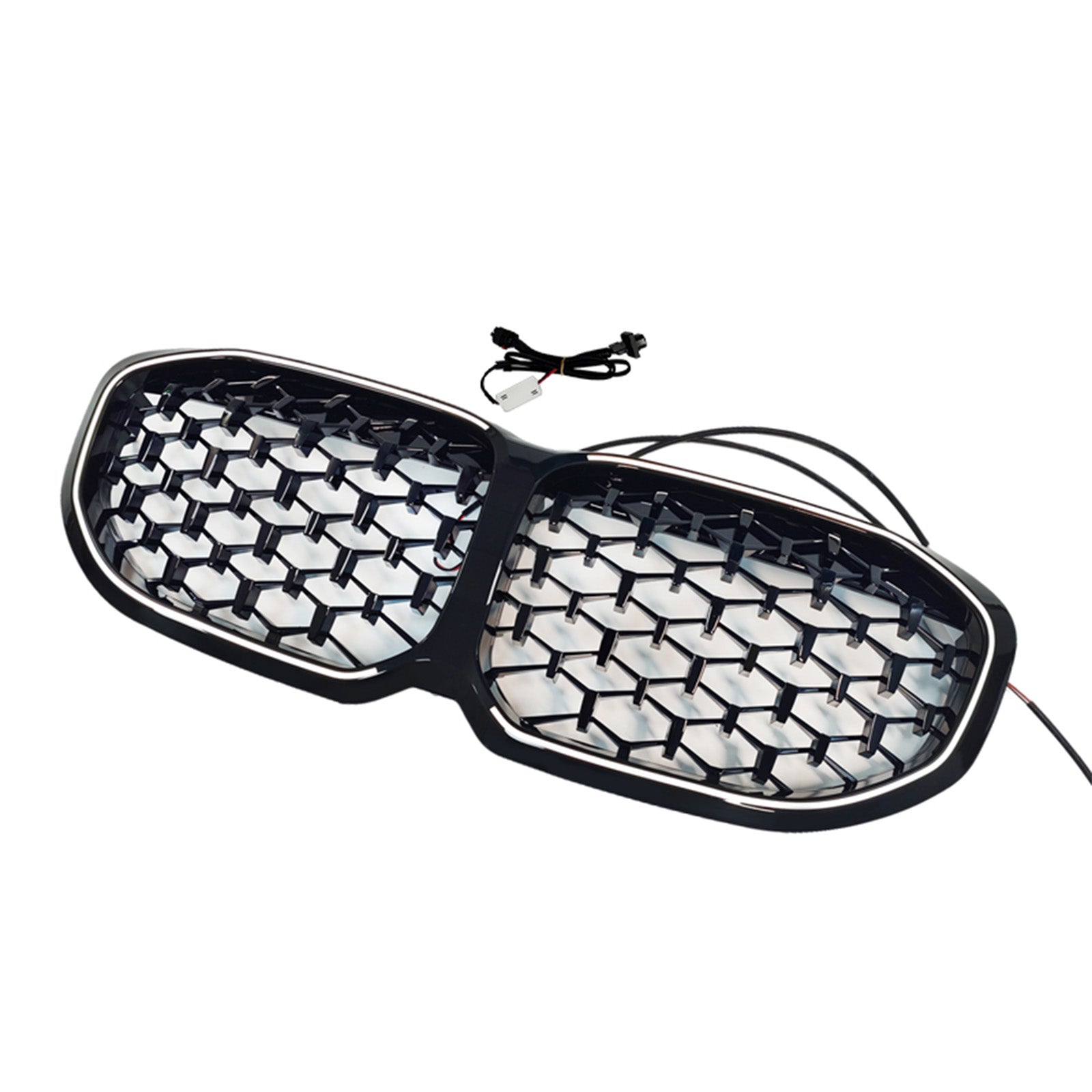 2019-2024 Fit BMW 1 Series F40 Diamond Front Kidney Grill Grille Gloss Black