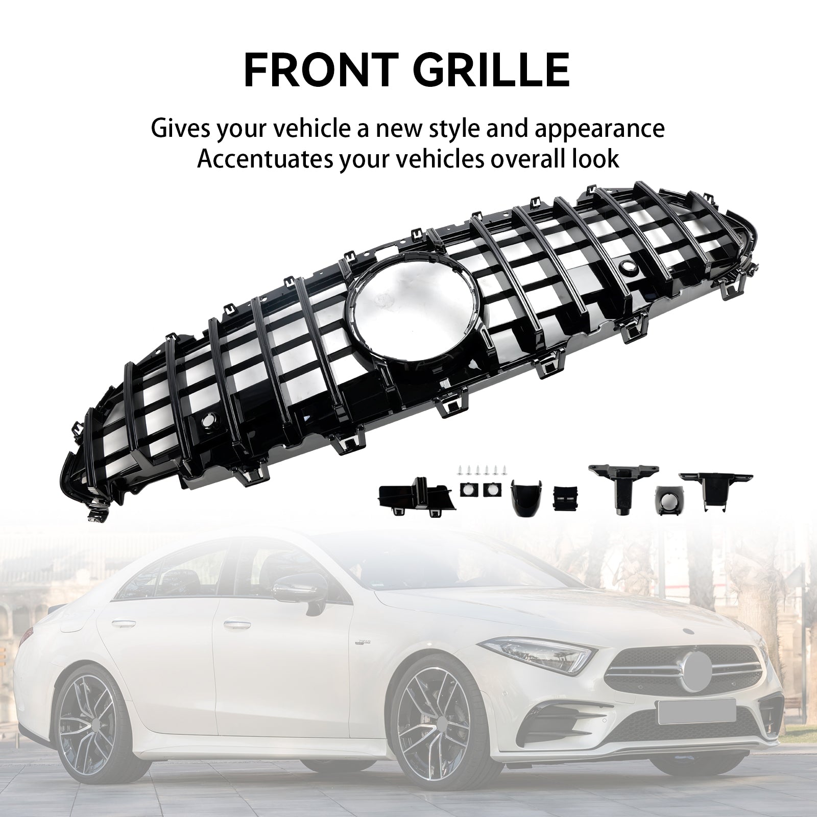 2018 2019 2020 2021 2022 2023 2024 Mercedes CLS C257 W257 Coupe Black Front Bumper Grill Grille