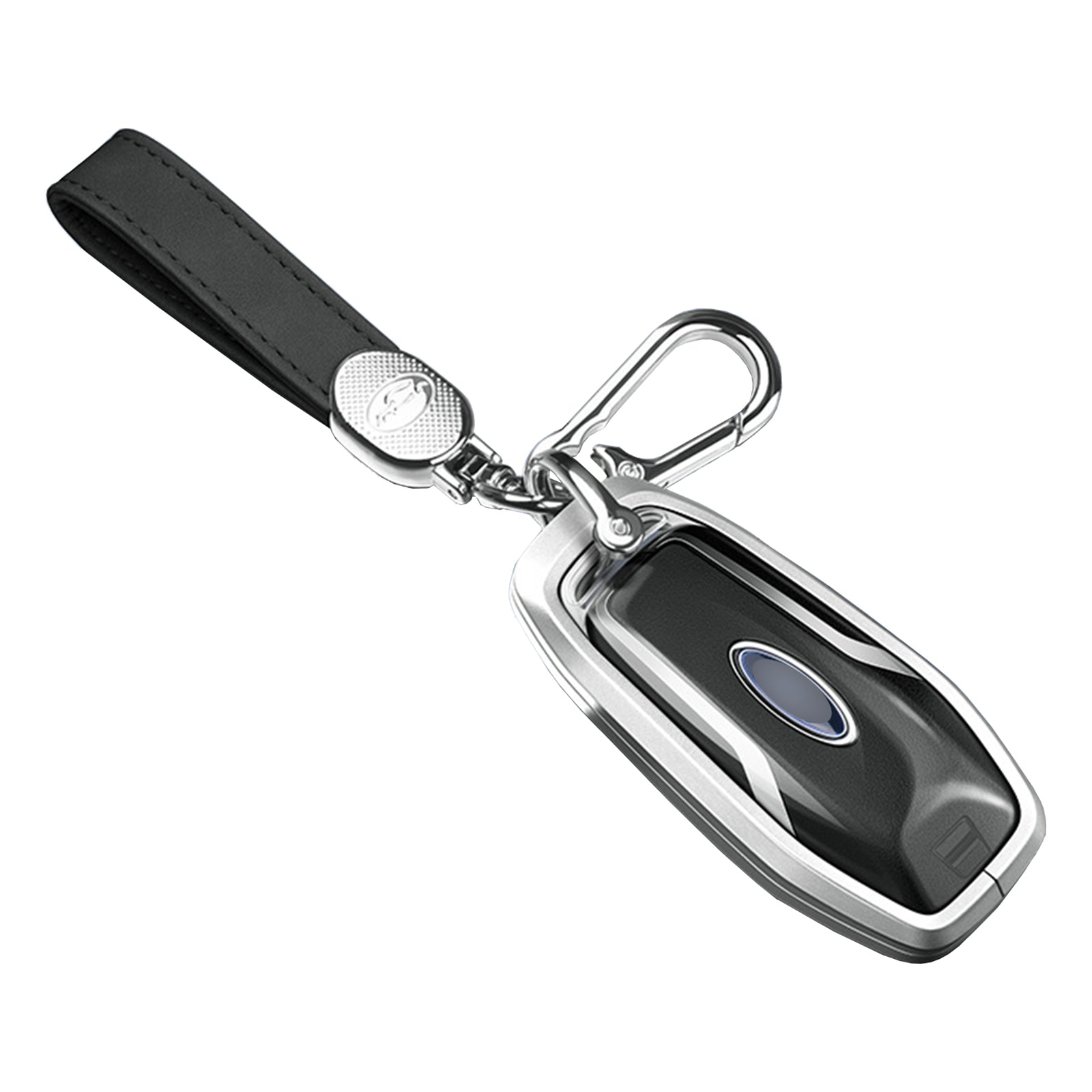 Aluminum Alloy TPU Silvery Car Key Case Cover With Buckle For Ford