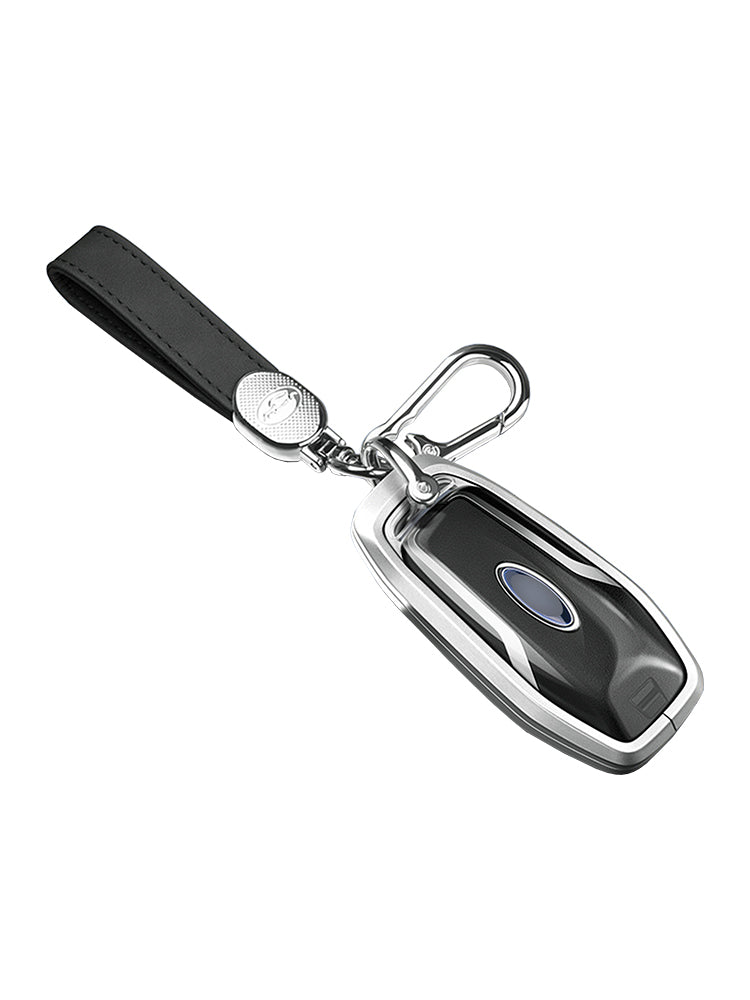 Aluminum Alloy TPU Silvery Car Key Case Cover With Buckle For Ford