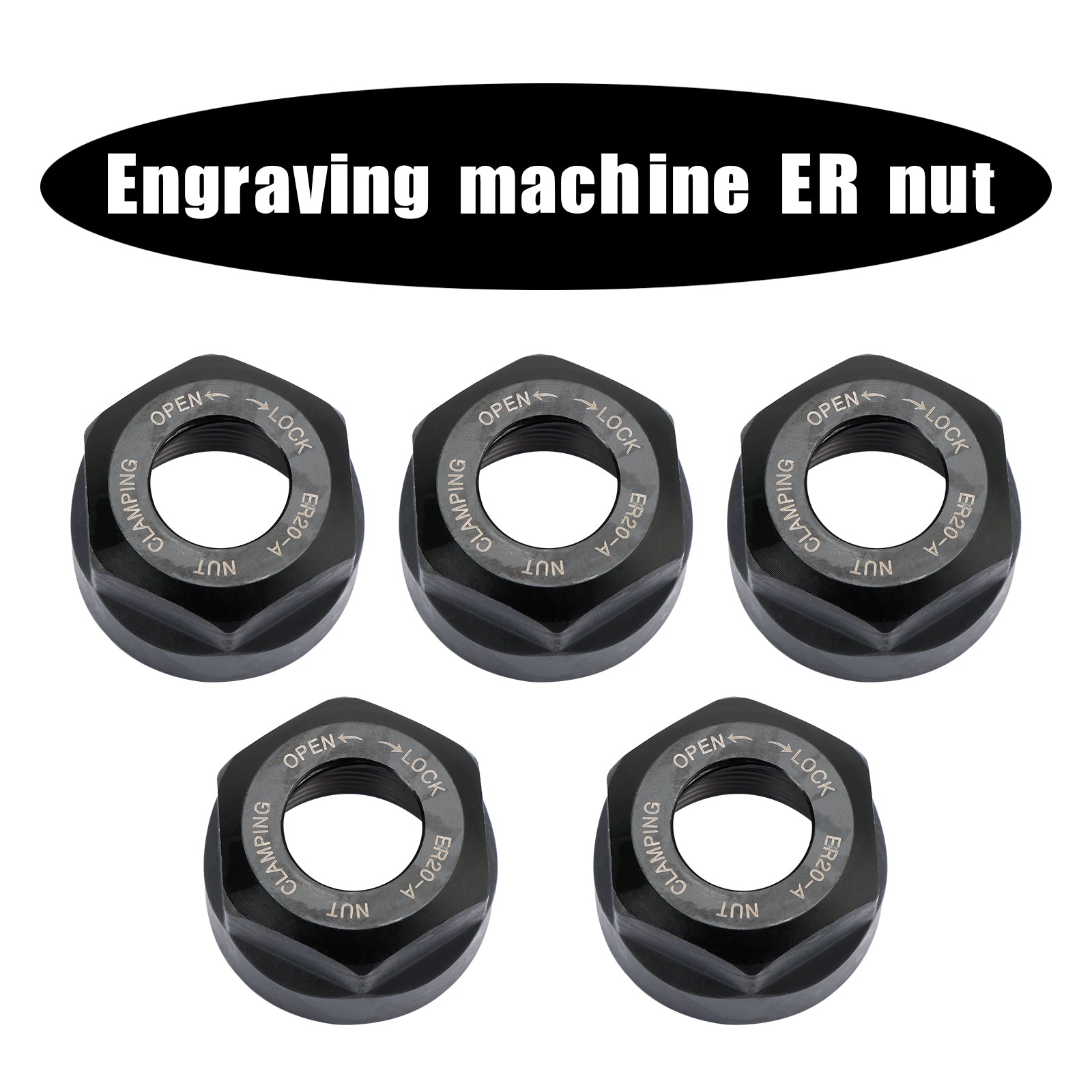 5Pcs ER20-A Type Collet Clamping Nut Chuck Holder CNC Milling Lathe Tool Holder