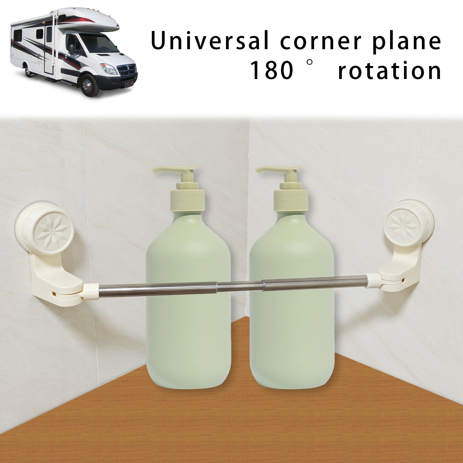 2x RV Shower Corner Storage Bar Adjustable Stainless Steel Rod 11.8-23.6 inches
