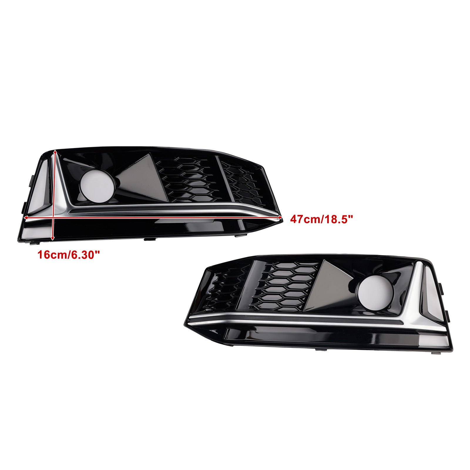 2016-2019 Audi A4 B9 S4 2PCS Black Chrome Front Bumper Foglight Grille Grill