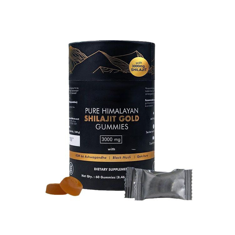 Pure Himalayan Shilajit Gold Gummies – 3000mg ,100% Vegan, Gelatin-Free, No Added Sugar ,Natural Energy & Detox Support