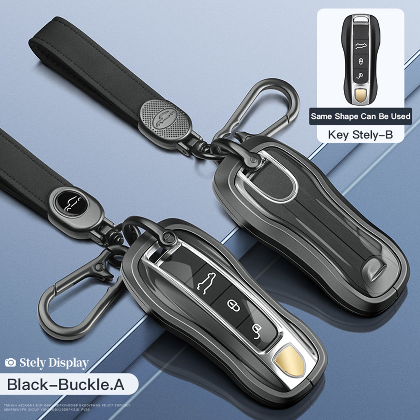 Aluminum Alloy TPU Black Car Key Case Cover With Buckle For Porsche Cayenne 911