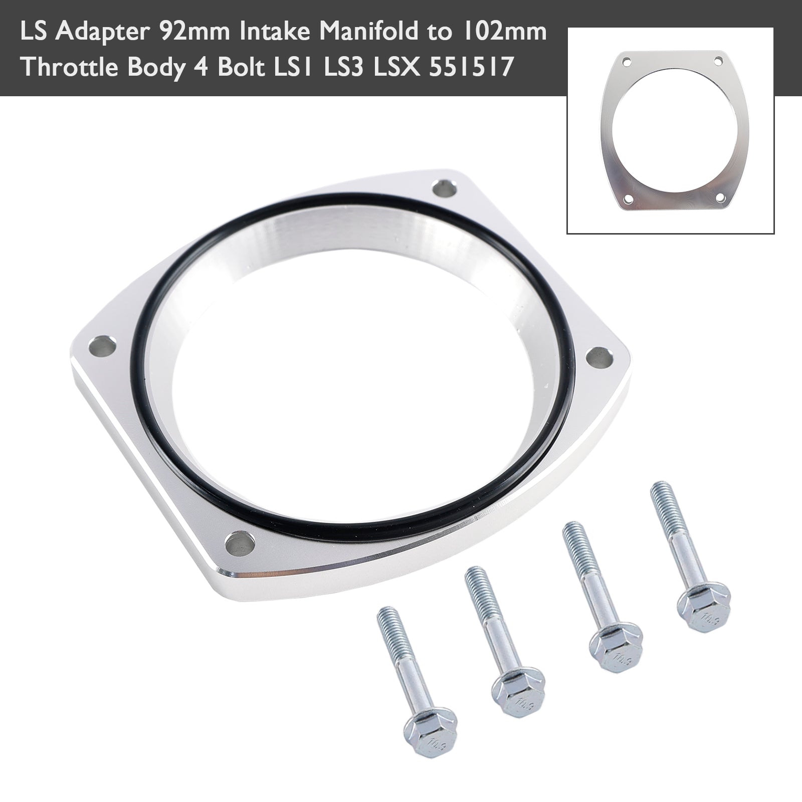 551517 LS Adapter 92mm Intake Manifold to 102mm Throttle Body 4 Bolt LS1 LS3 LSX