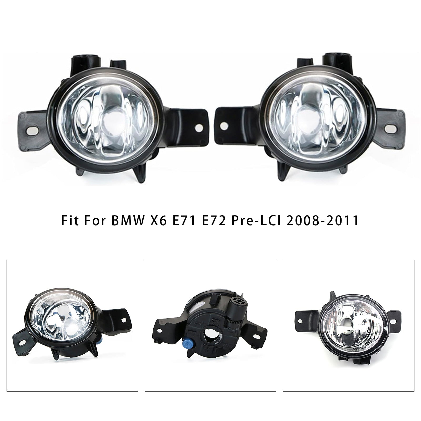 2008-2011 BMW X6 E71 E72 Pair Front Fog Light Lamps Without Bulbs 63177187631