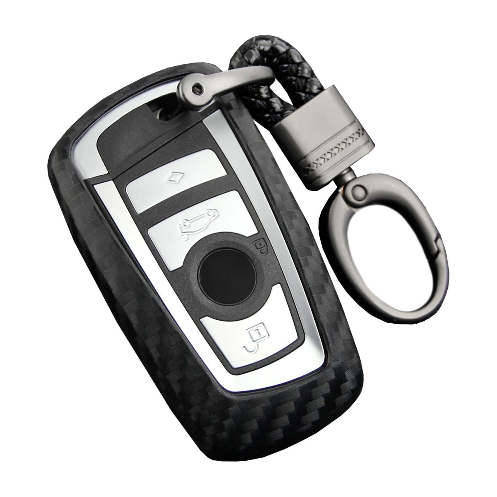 Leather Silicone Car Key Case Cover With Buckle For BMW Square