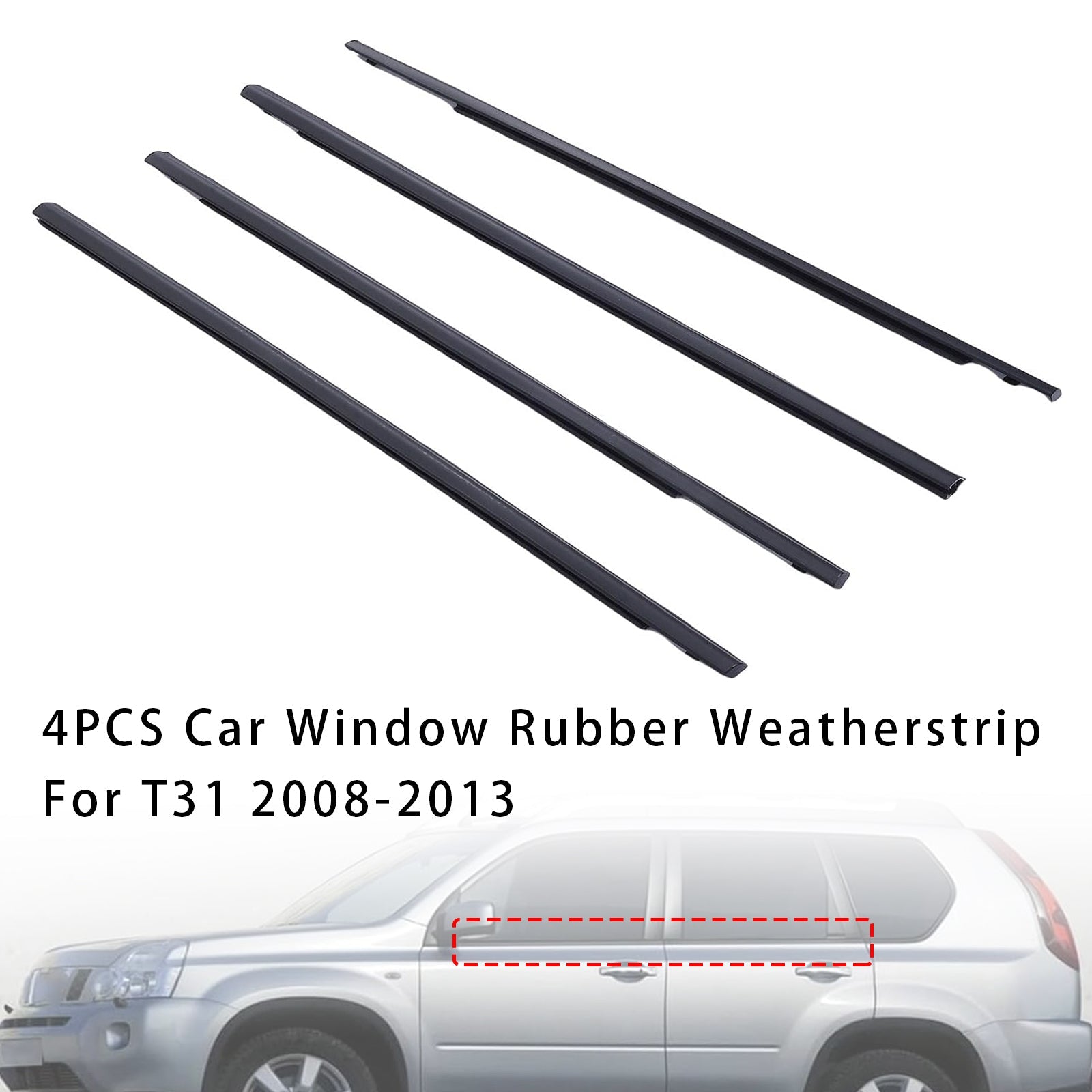 2008-2013 For T31 4PCS Car Window Rubber Weatherstrip 80820-1DA0A 80821-1DA0A