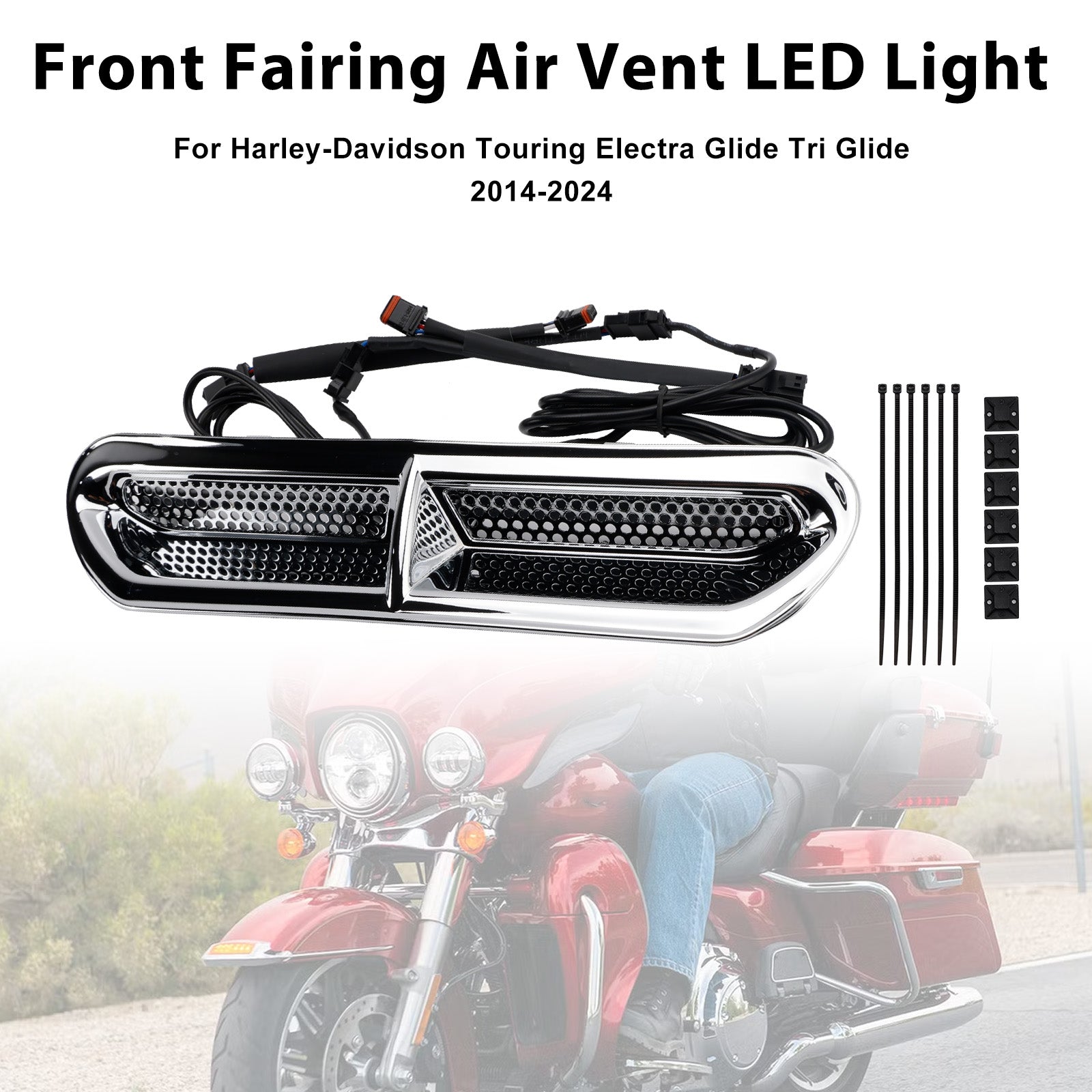 Front Fairing Air Vent LED Light For Touring Street Glide 2014-2024
