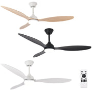 Modern 52" Pendant Ceiling Fan with Light Remote Quiet 6 Speeds Black White