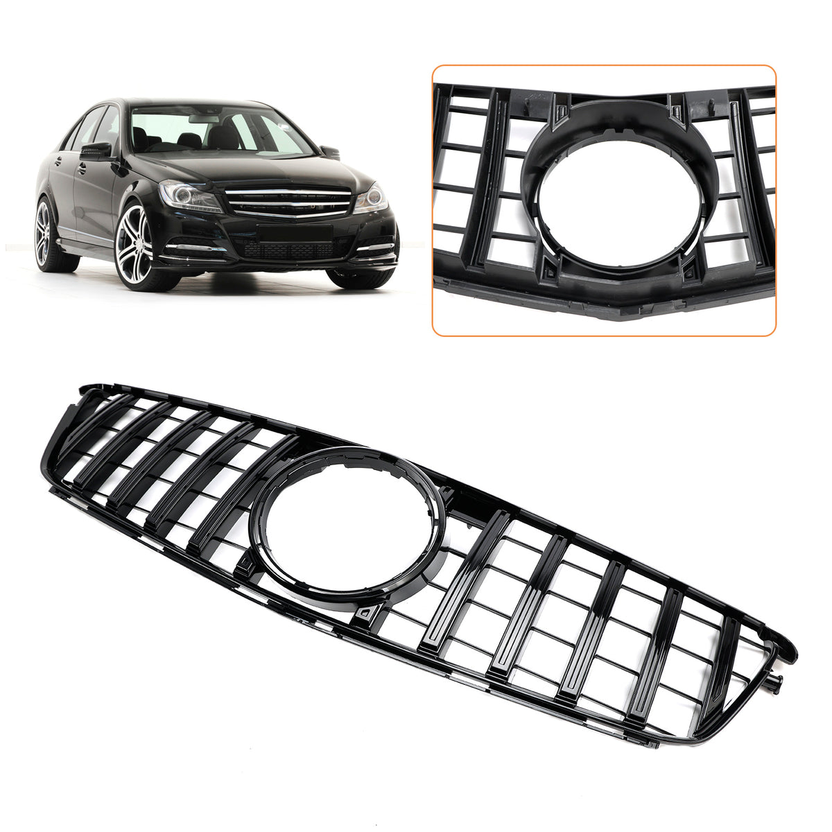 2008-2014 Mercedes-Benz W204 C-Class (Excludes C63) GT Style Front Bumper Grille Grill Generic