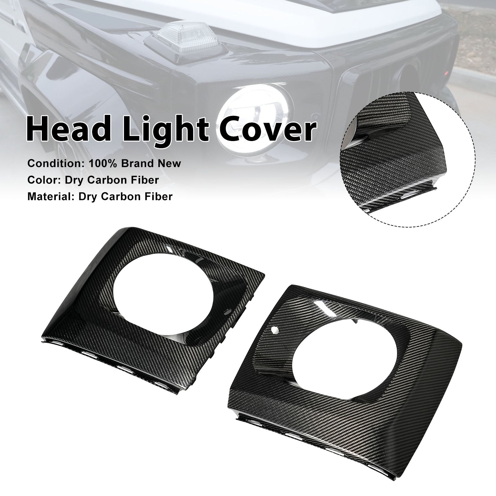 2019-2026 Fit Mercedes-Benz W464 W465 Carbon Fiber Body Kit Head Light Cover