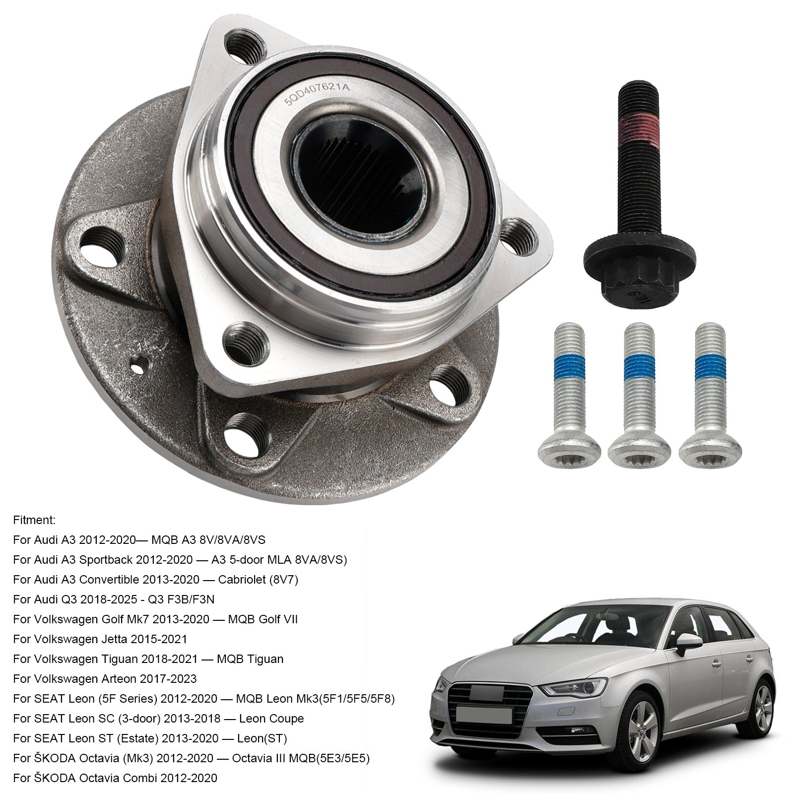 2012?2020 ?KODA Octavia (Mk3) Octavia III MQBm(5E3/5E5) Wheel Hub Bearing Assembly 5Q0407621A 8S0498625A