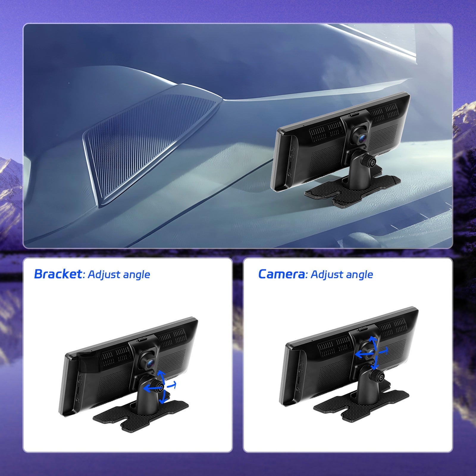 10.77" Portable Bluetooth Car Navigation Wireless Carplay Car Radio AHD Camera
