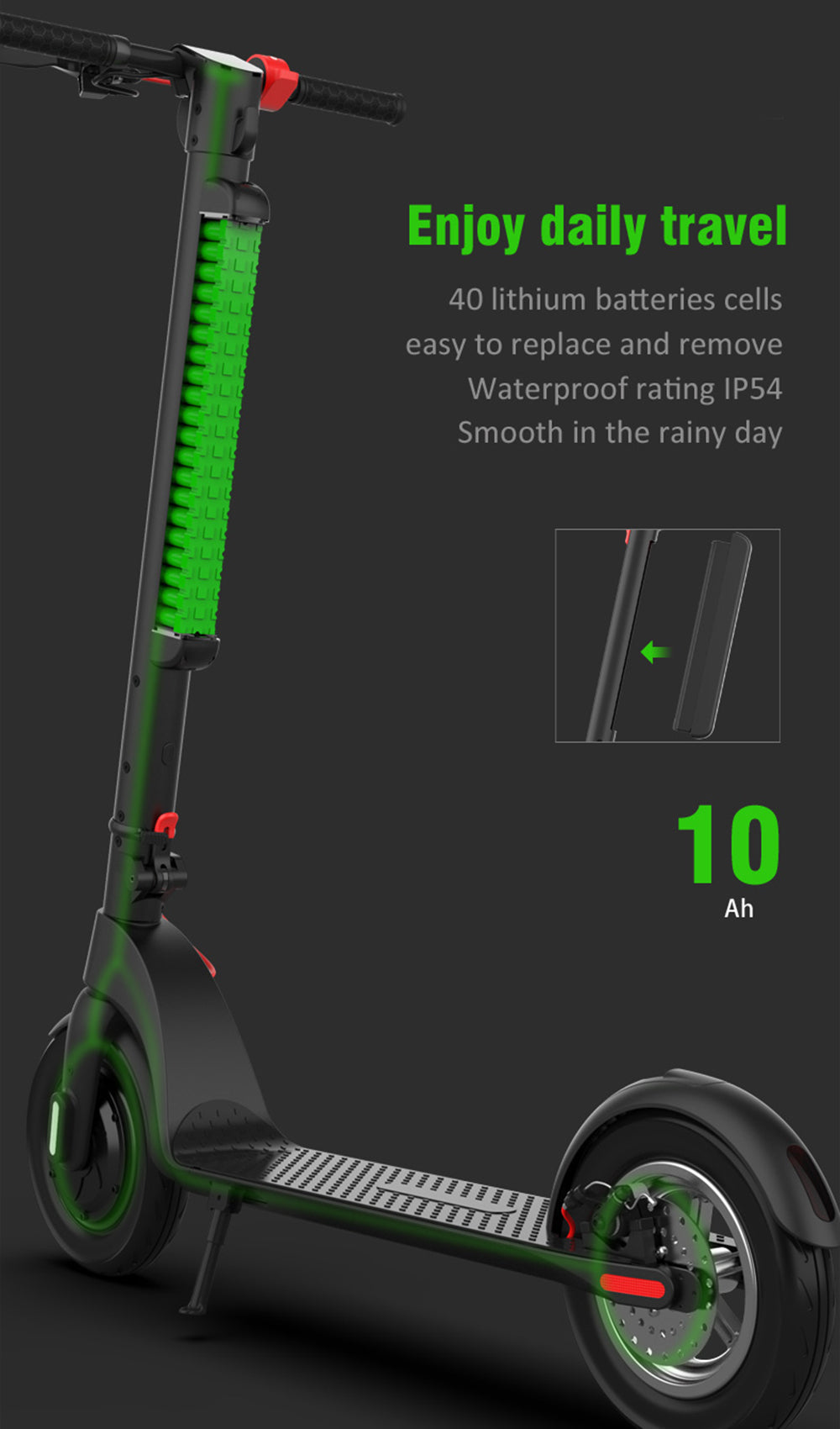 45KM 10" Folding Electric Scooter 350W Range For Adult City Commute