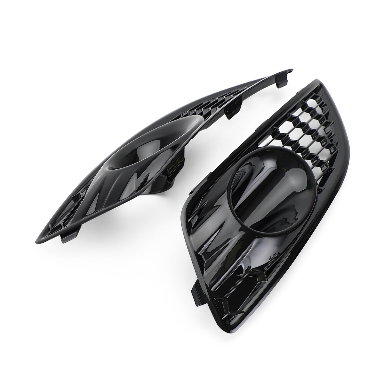 2013-2017 Ford Fiesta Pair Grille Gloss Black Front Fog Light Lamp Cover Generic