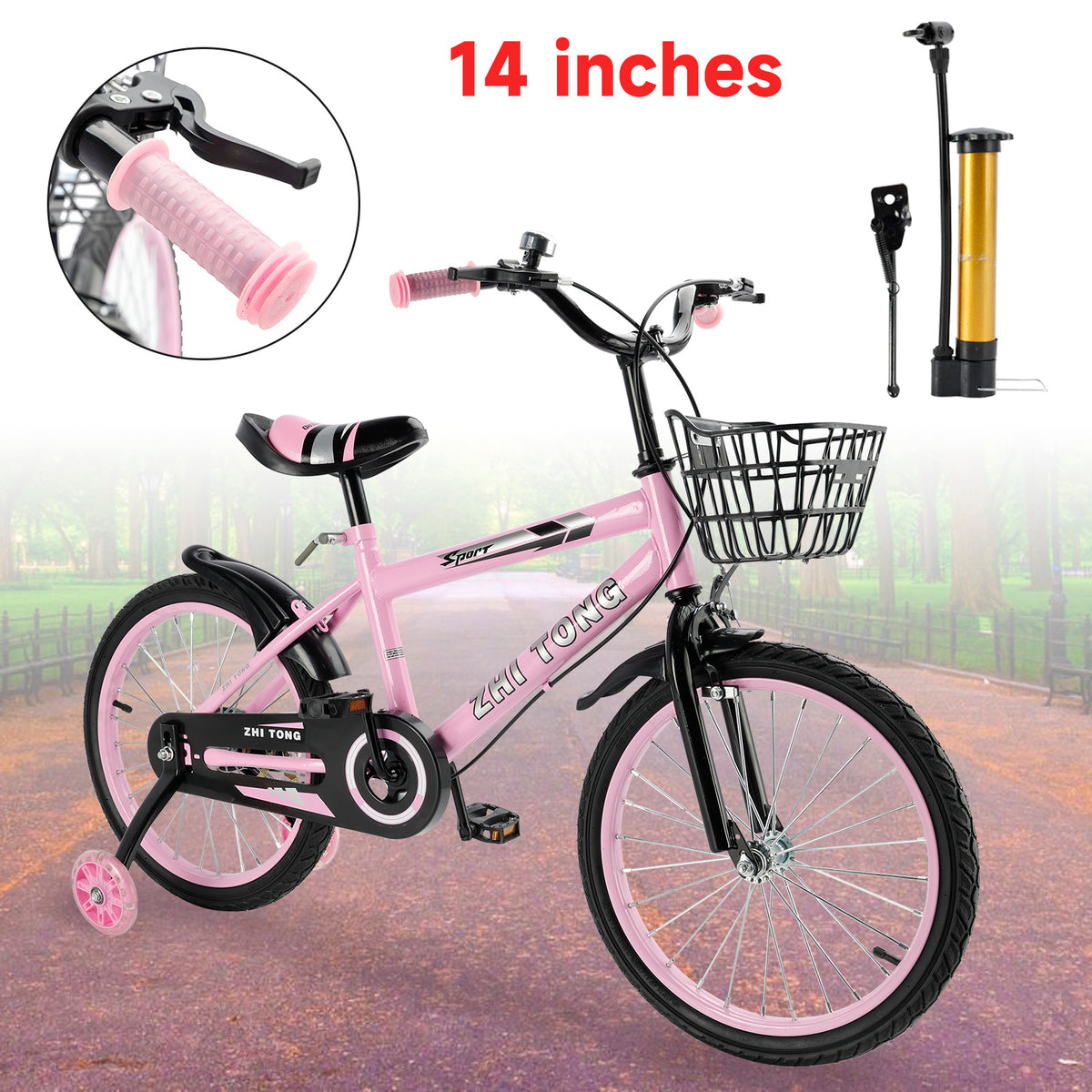 14 inches Kid's Bike Child Bicycle Adjustable Seat with auxiliary wheels
