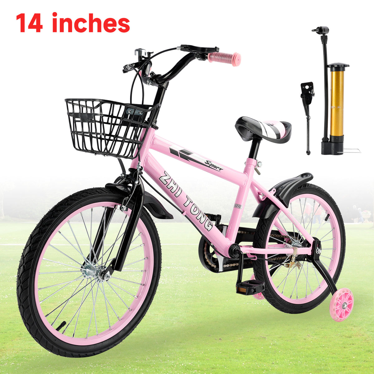 14 inches Kid's Bike Child Bicycle Adjustable Seat with auxiliary wheels