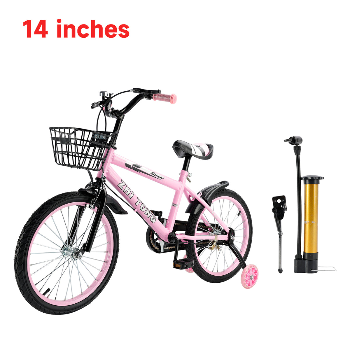 14 inches Kid's Bike Child Bicycle Adjustable Seat with auxiliary wheels