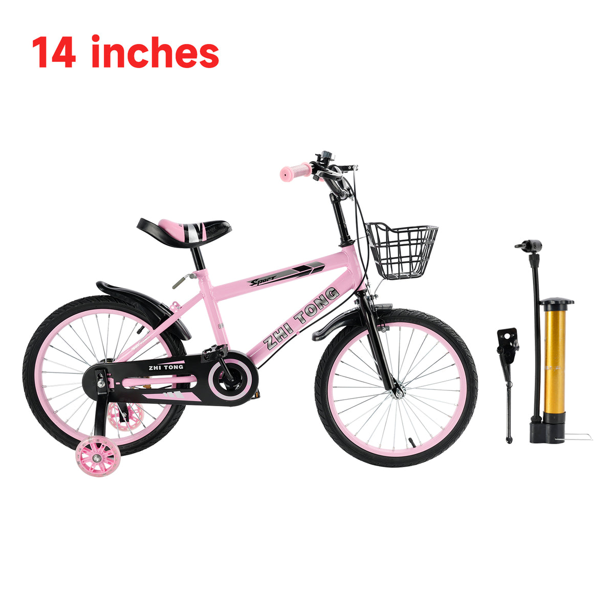 14 inches Kid's Bike Child Bicycle Adjustable Seat with auxiliary wheels