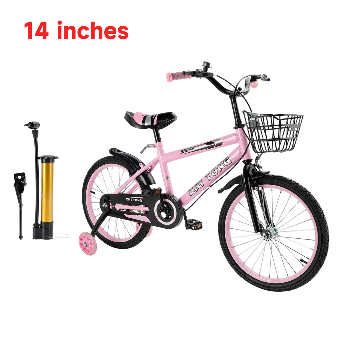 14 inches Kid's Bike Child Bicycle Adjustable Seat with auxiliary wheels