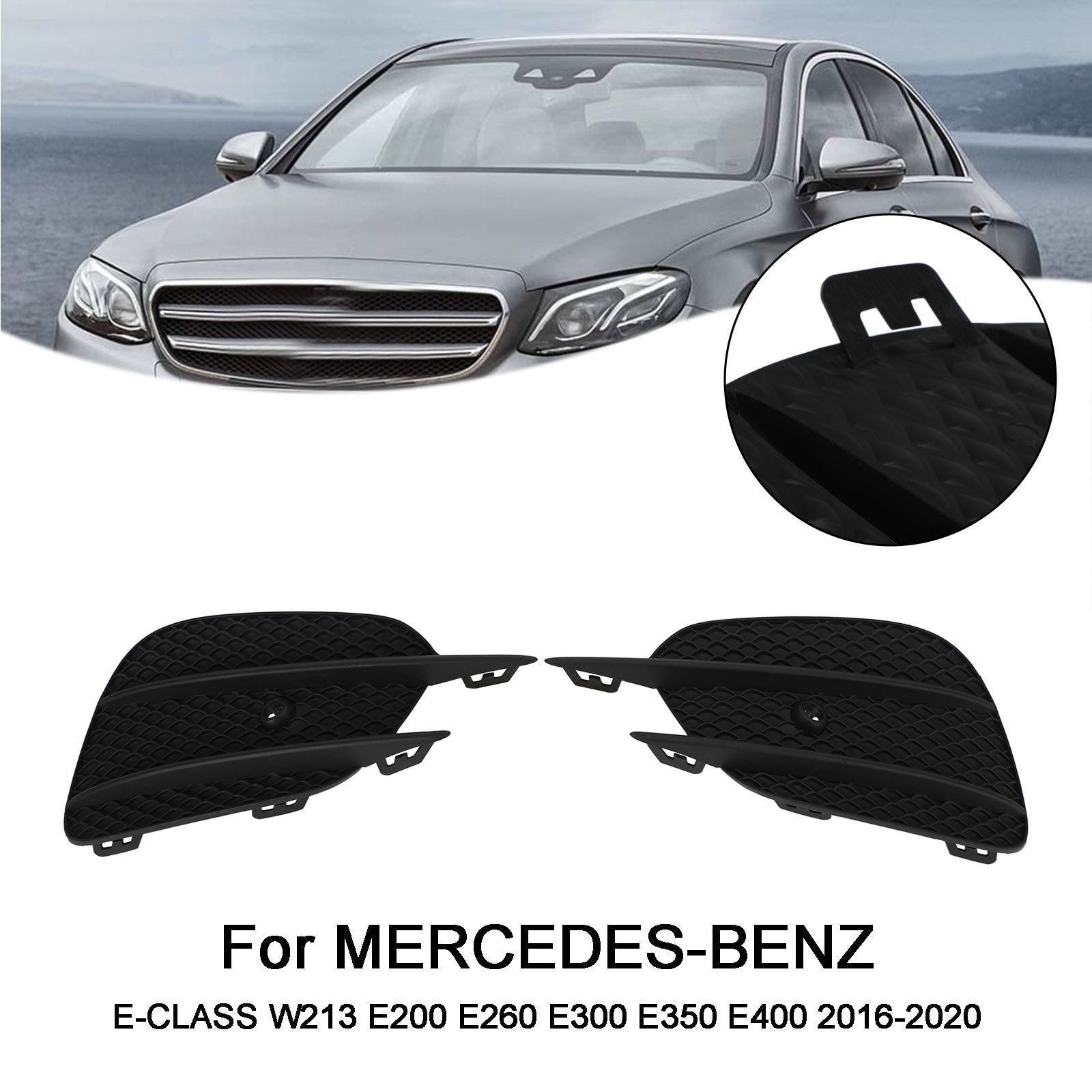 2016-2020 MERCEDES E-Class W213 2pcs Bumper Grille Fog Lights Grill Grille Trim Cover