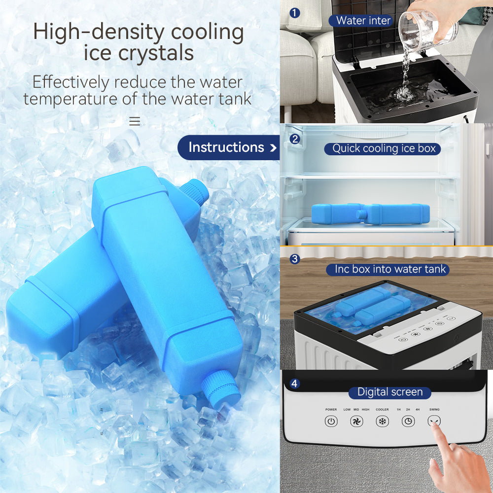 Portable 10L Evaporative Air Conditioner 3-IN-1 Evaporative Cooler w/ Remote Control Fan & Humidifier