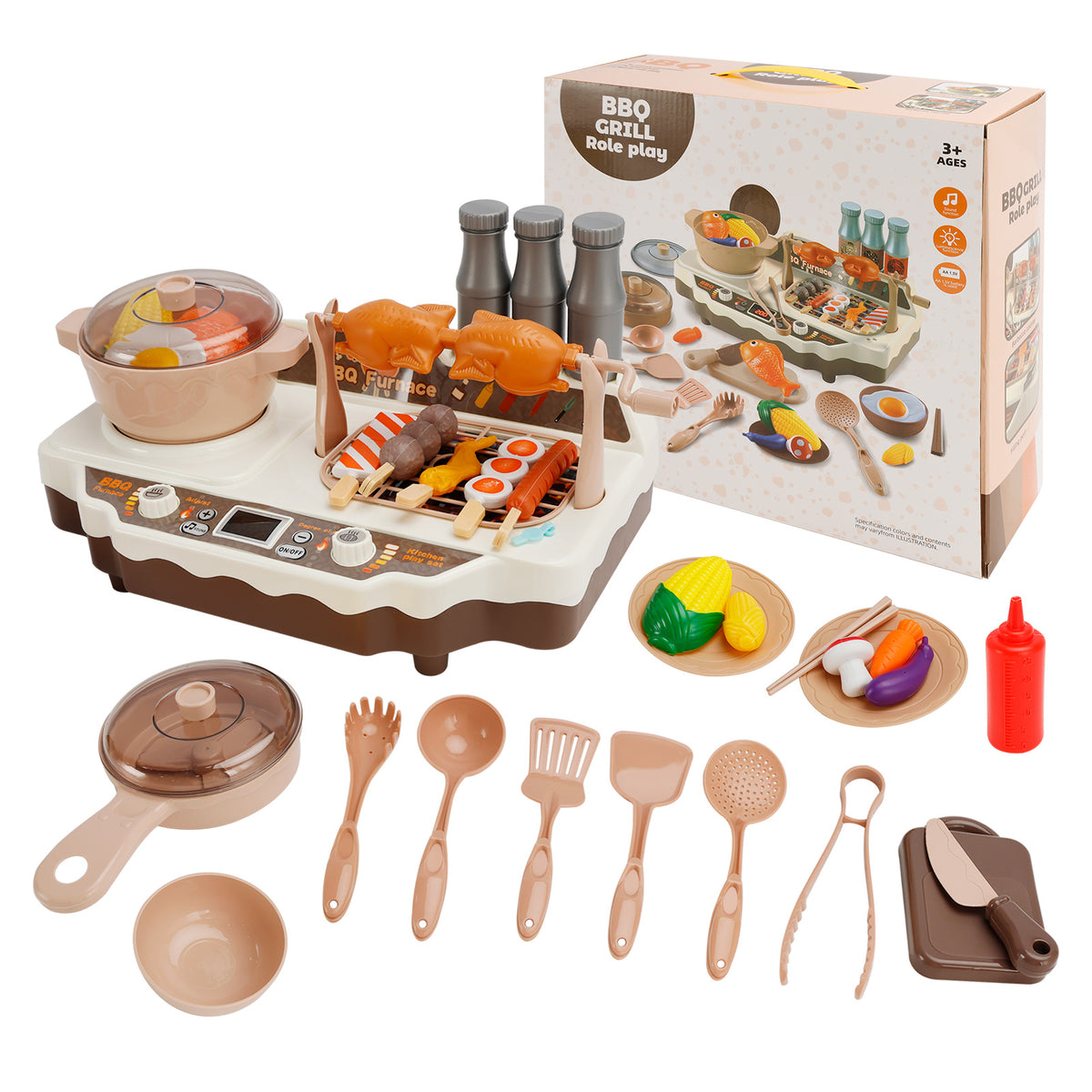 36Pcs BBQ Toy Simulation Skewers Hot Pot Food Toy For Boys And Girls Cooking Set