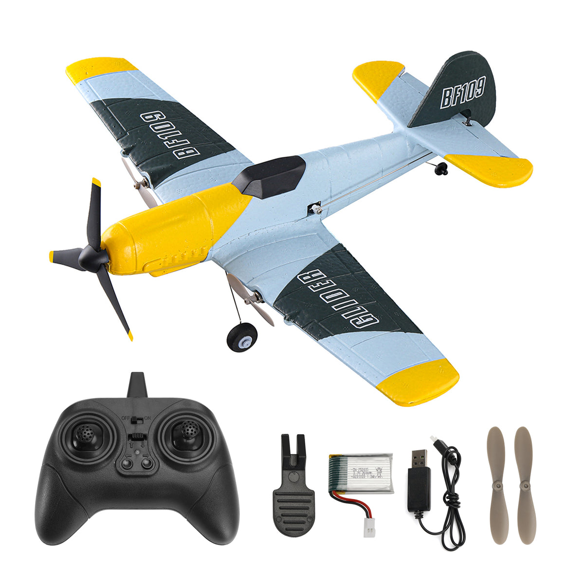 RC Plane 3Channel BF-109 Airplane Toys 2.4GHZ 6-Axis Gyro Plane With 2 Batteries