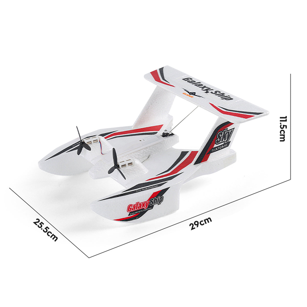 RC Plane For Water Land & Air Aircraft 3Ch Remote With 2 Batteries 2.4Ghz Red