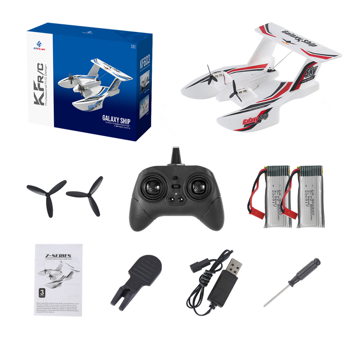 RC Plane For Water Land & Air Aircraft 3Ch Remote With 2 Batteries 2.4Ghz Red