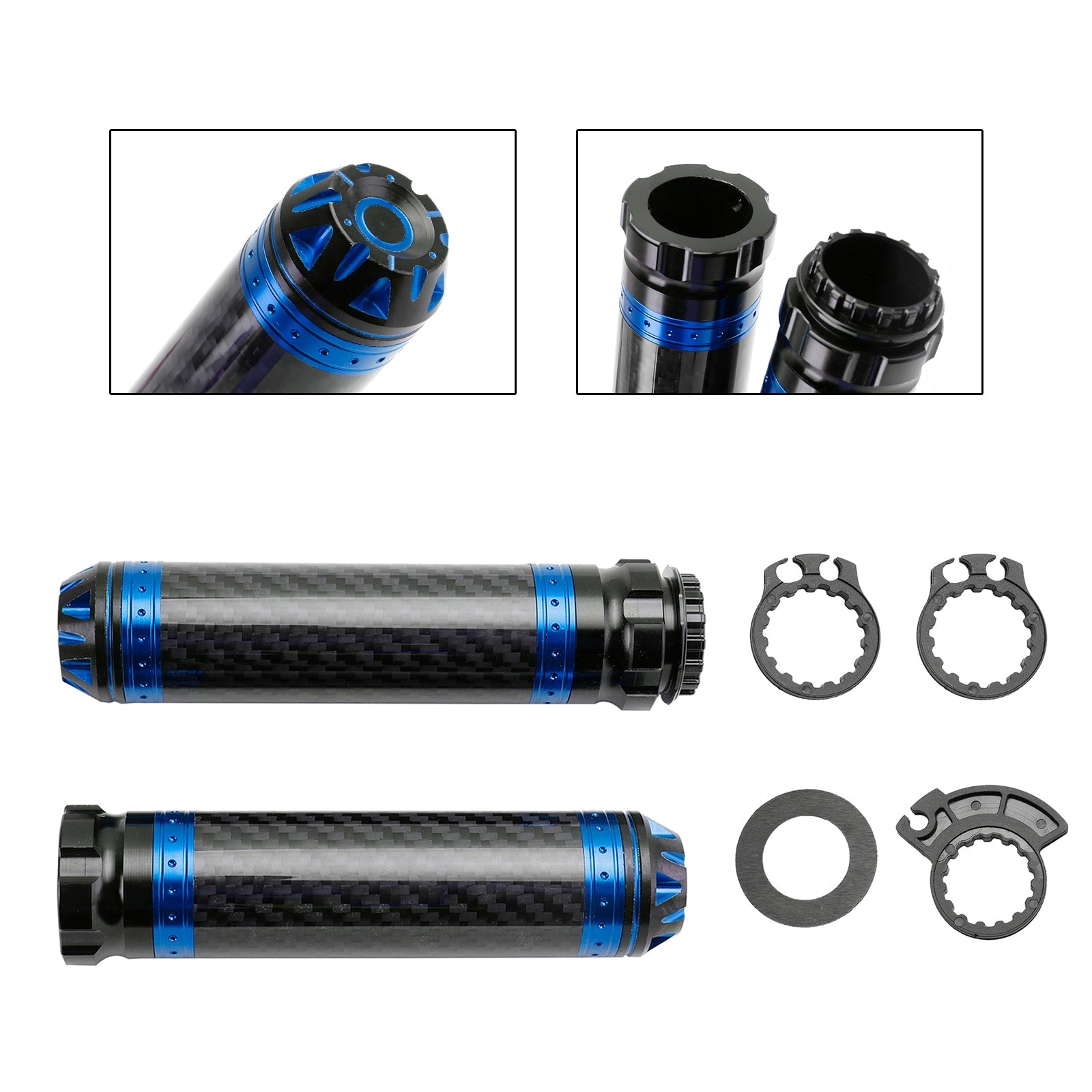 7/8"/22Mm Motorcycle Handle Bar Hand Grips Carbon Universal Green For Motorcycle Silver