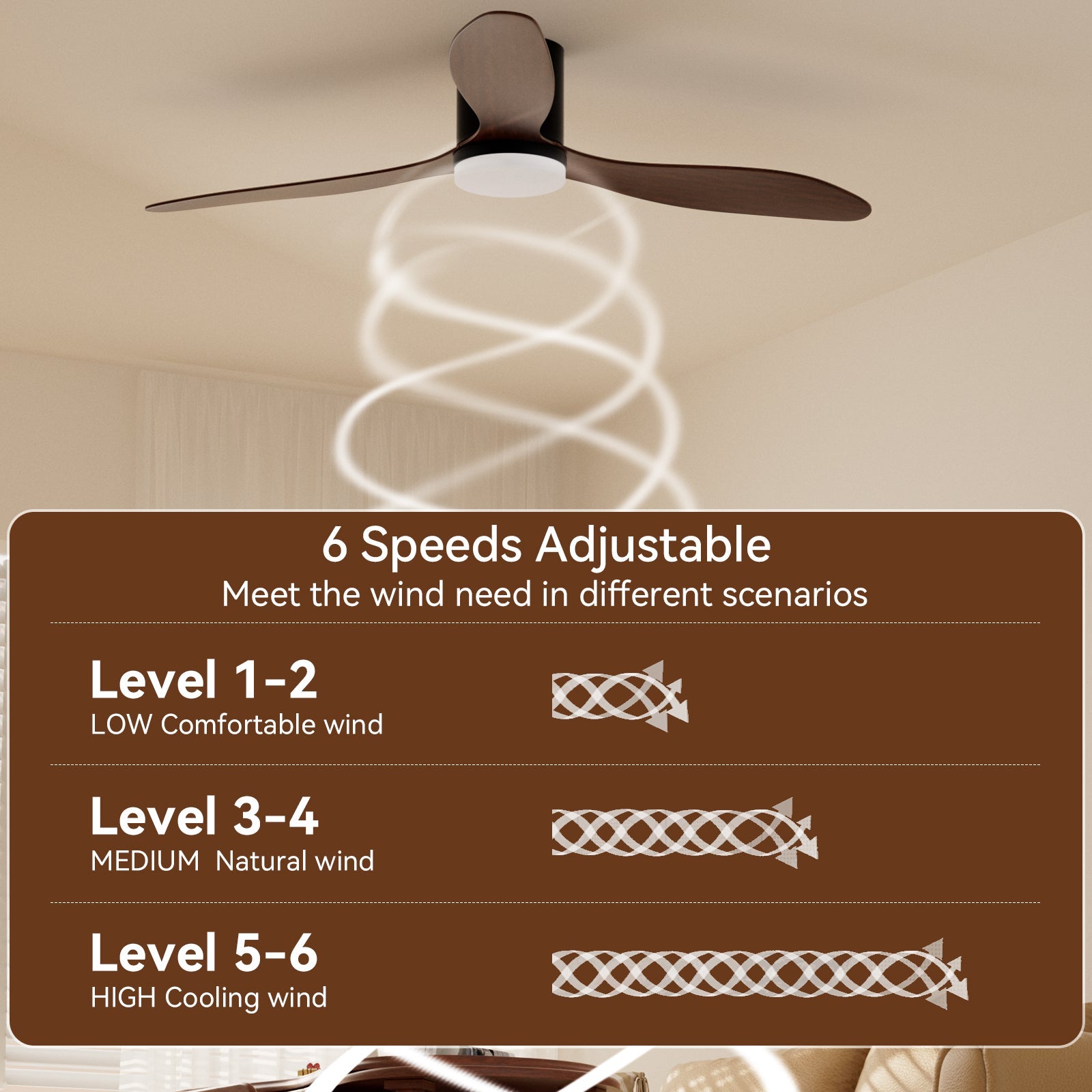Remote/App Control 42" Profile Ceiling Fan with Lights Dimmable LED DC Motor