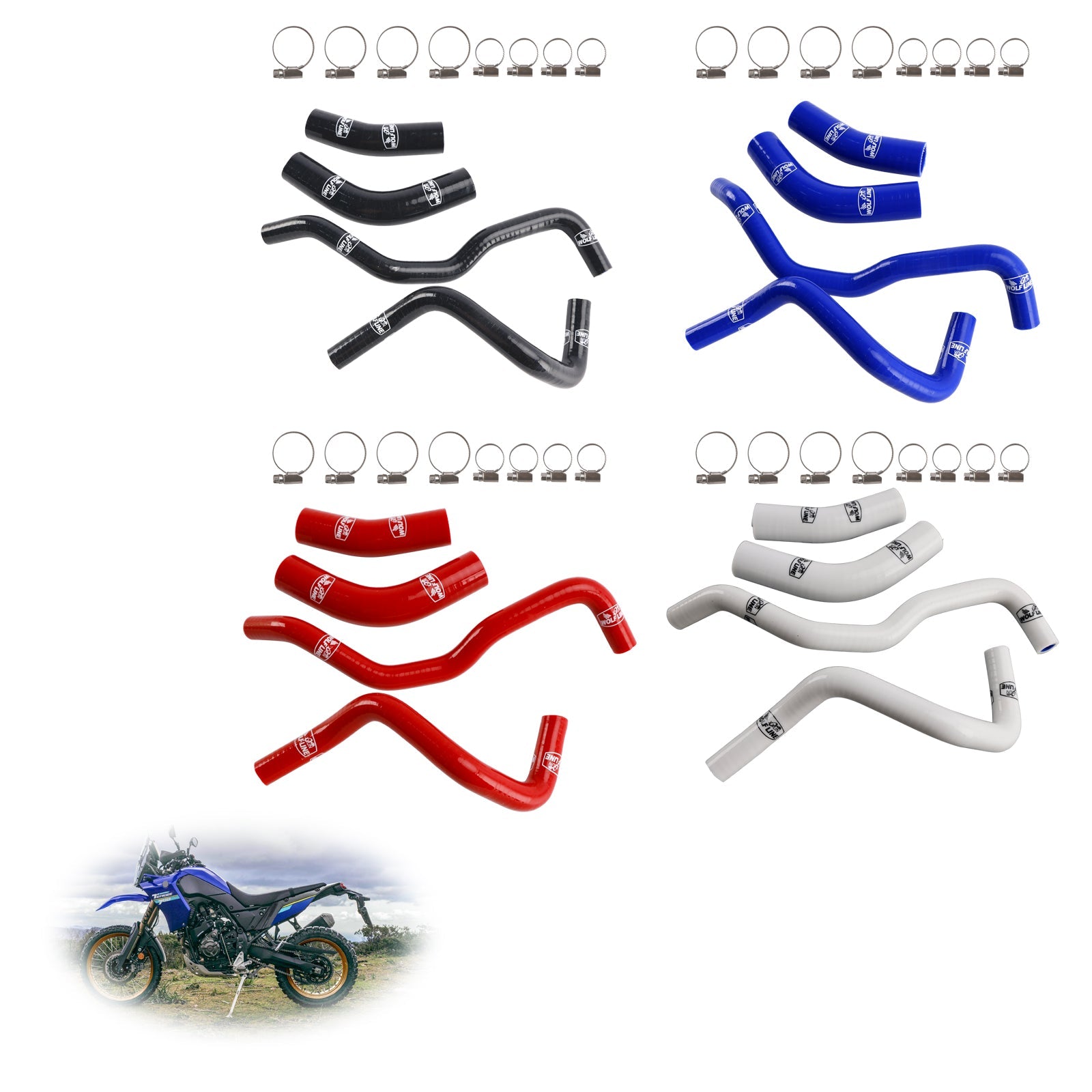 2019-2024 Yamaha Tenere 700 Silicone Radiator coolant Hose kit