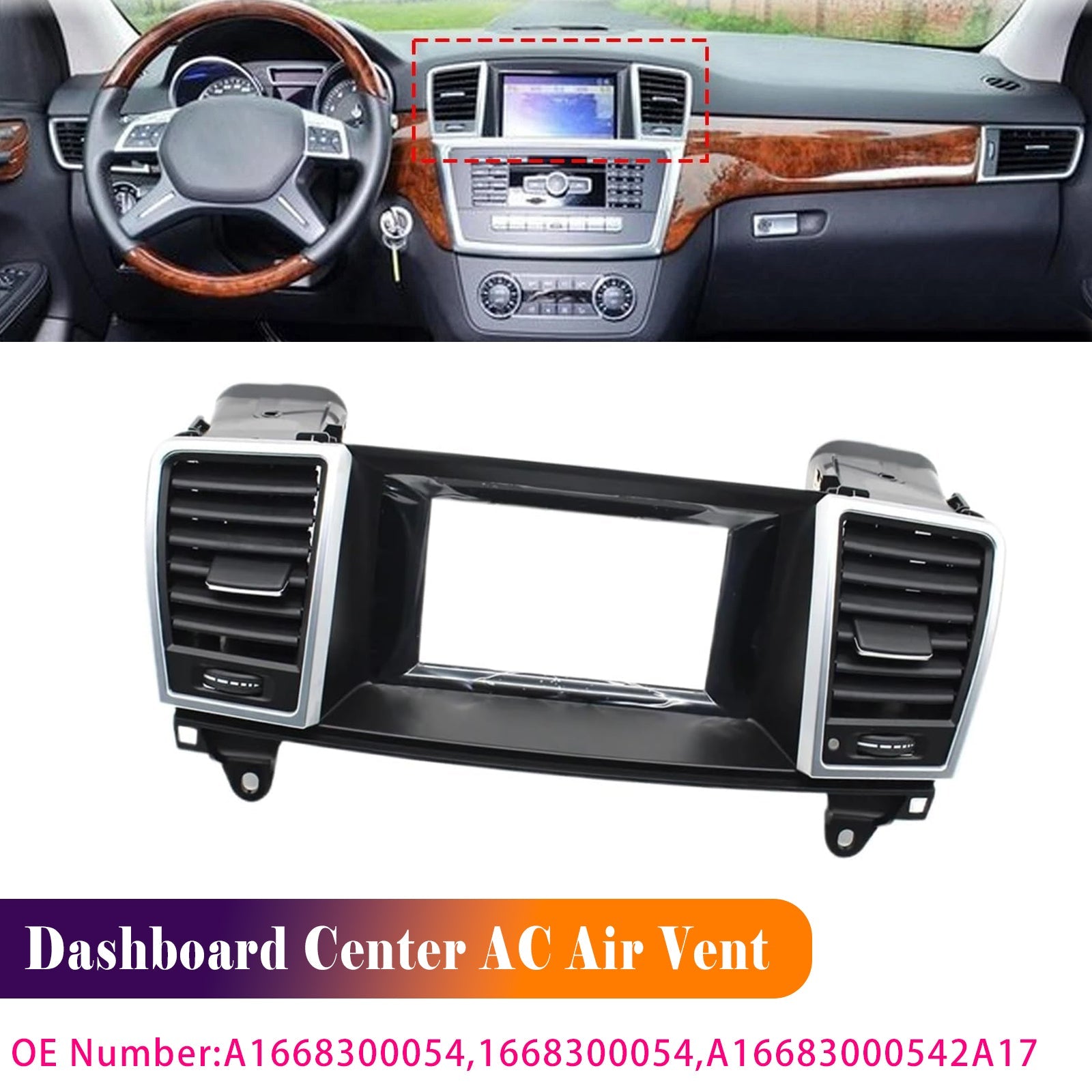 For 2013-2015 Mercedes Benz ML Class (W166) Dashboard Center Air Vent Small Screen 1668300054