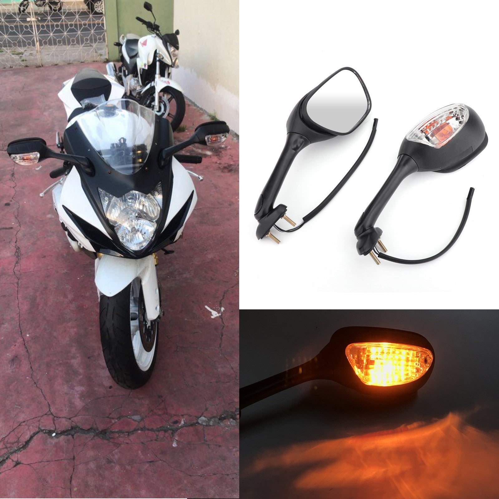 2002-2015 Suzuki GSXR600 GSX-R750 GSXR1000 Rearview Mirrors w/Turn Signals