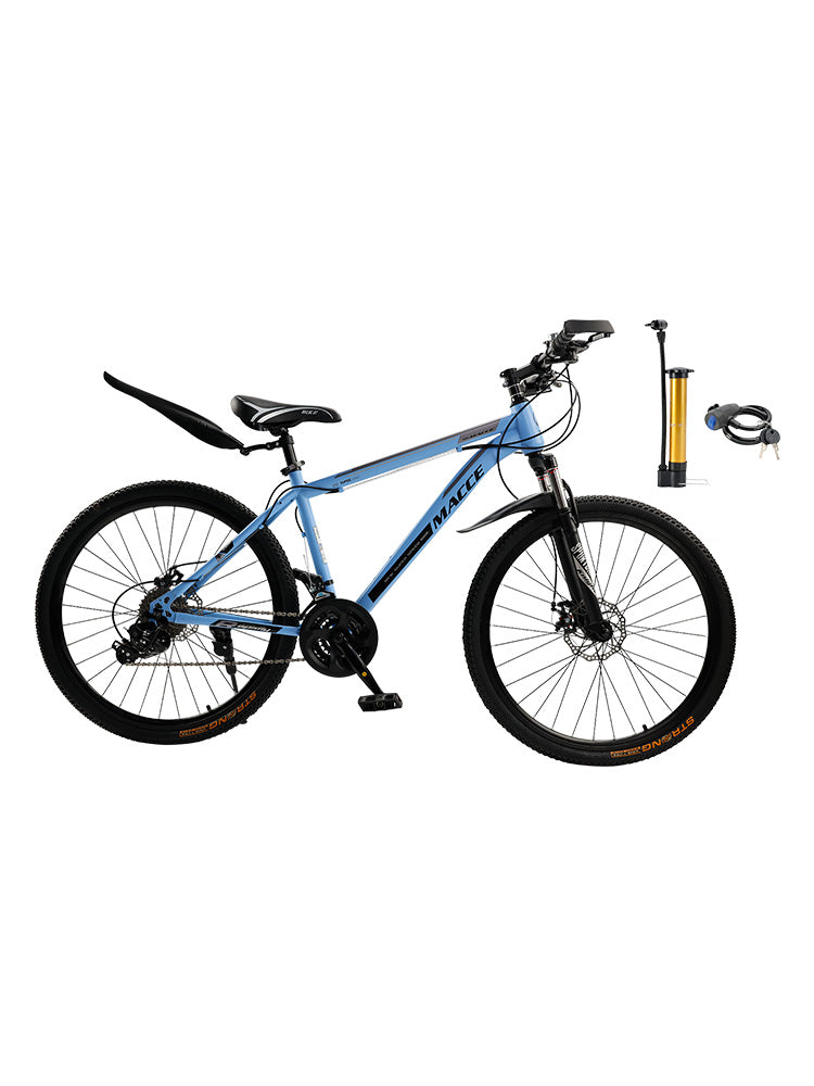 26" wheels 27 speed double disc brake mountain bike MTB for adults Blue